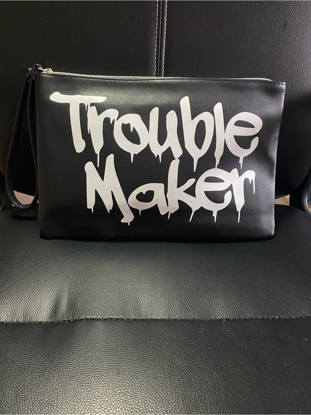 Atmosphere Trouble Maker Black Leatherette Clutch Bag